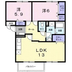 ニューエルディム小山Ａの物件間取画像